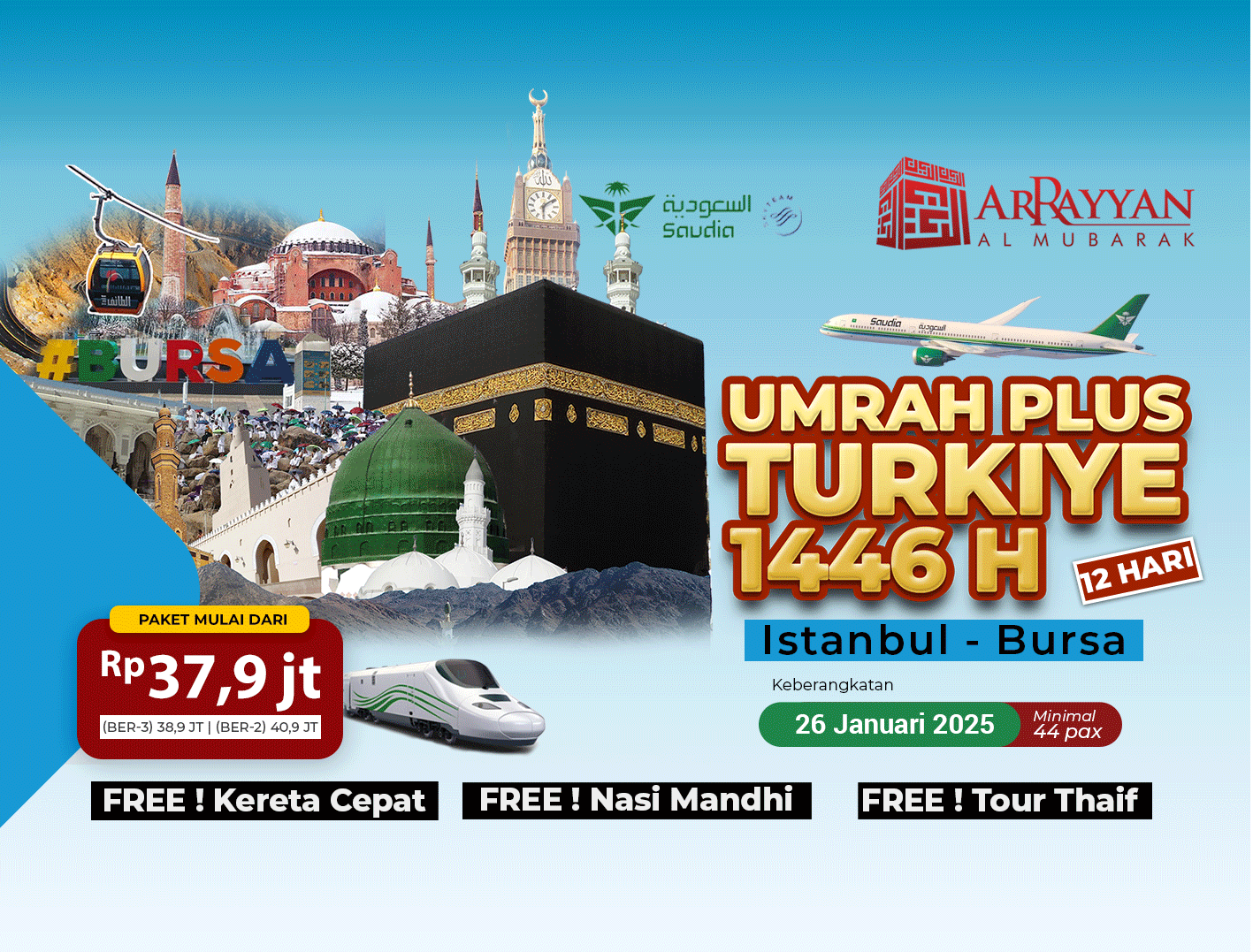 Paket Plus Turkiye (Istanbul Bursa) 12 Hari Ekonomis